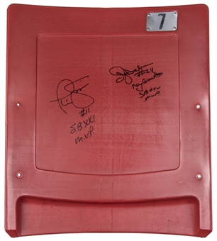 Phil Simms and O.J. Anderson Dual Signed and Inscribed "Super Bowl MVP" Giants Stadium Seatback (PSA/DNA)